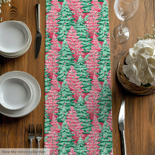 Schicker Hot-Pink-Grün-Preppy-Weihnachtstischläufe Mittelgroßer Tischläufer