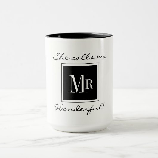 SCHICKER KAFFEE MUG_ " HERR WONDERFUL" BLACK/WHITE TASSE (Zentrum)