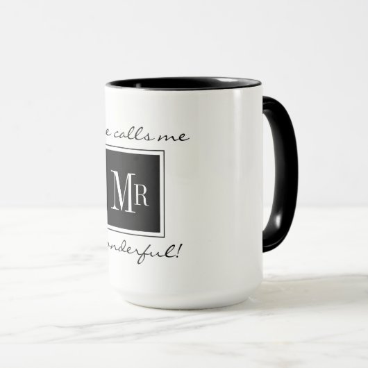 SCHICKER KAFFEE MUG_ " HERR WONDERFUL" BLACK/WHITE TASSE (VorderseiteRechts)