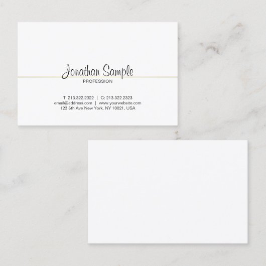 Schicker Kalligraphie-Skript-Goldentwurfs-Luxe Visitenkarte (Vorne/Hinten)