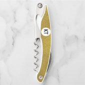 Schicker Korkenzieher mit Goldglitter und Monogram (Vorderseite)