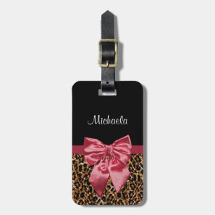 Schicker Leopard-Druck-eleganter roter Bogen mit Gepäckanhänger