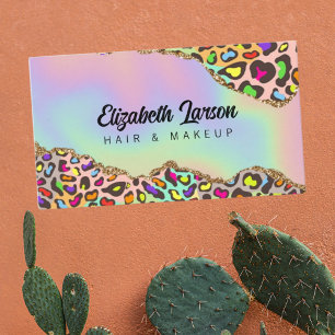 Schicker Leopard Irideszierender Holografischer Fr Visitenkarte