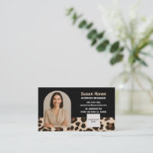 Schicker Leopard Schwarz und Beige QR-Code Arch Fo Visitenkarte (Stehend Vorderseite)