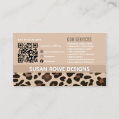Schicker Leopard Schwarz und Beige QR-Code Arch Fo Visitenkarte (Rückseite)