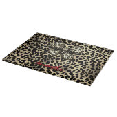 schicker Leopardendruck-Coquette-Bogen-Monogramm Schneidebrett (Ecke)