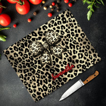 schicker Leopardendruck-Coquette-Bogen-Monogramm