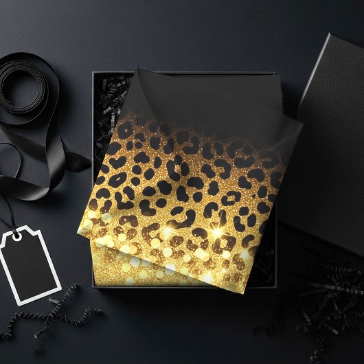 Schicker Leopardendruck im Gold-Glitter-Muster Seidenpapier