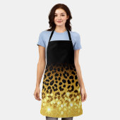 Schicker Leopardendruck mit goldenem Glitter Schürze (Getragen)
