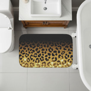Schicker Leopardendruck mit Goldglitter Badematte