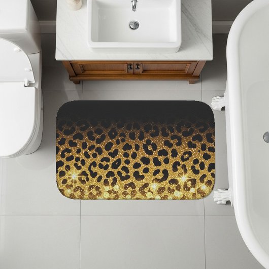 Schicker Leopardendruck mit Goldglitter Badematte