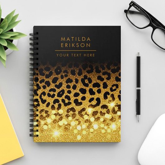 Schicker Leopardendruck mit Goldglitter Notizblock