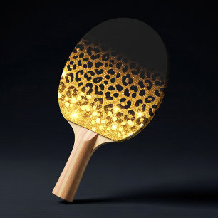 Schicker Leopardenprint mit goldenem Glitter Tischtennis Schläger