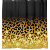 Schicker Leopardenprint mit Goldglitter Duschvorhang (Vorderseite)