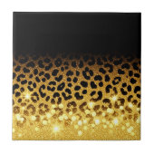Schicker Leopardenprint mit Goldglitter-Effekt Fliese (Vorderseite)