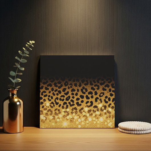 Schicker Leopardenprint mit Goldglitter-Effekt Fliese