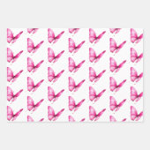 Schicker Mädchenhafter Rosa Schmetterlinge Geburts Geschenkpapier Set (Vorderseite 2)