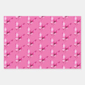 Schicker Mädchenhafter Rosa Schmetterlinge Geburts Geschenkpapier Set (Vorderseite)