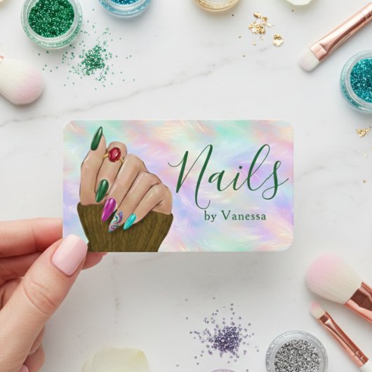 Schicker Maniküre-Künstler Nagelstudio Irisierende Visitenkarte