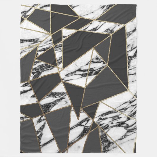 Schicker moderner Goldmarmor und schwarzes Fleecedecke (Vorderseite)