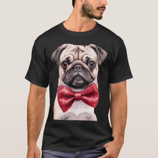Schicker Mops: Liebenswertes Hundeporträt mit rote T-Shirt