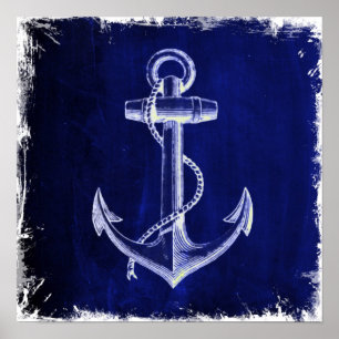 schicker nautischer Anker der Strandschifffahrt Poster