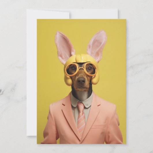 Schicker Osterhase Hund Einladung (Vorderseite)