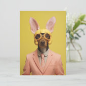 Schicker Osterhase Hund Einladung (Stehend Vorderseite)