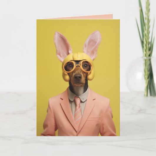 Schicker Osterhase Hund Einladung (Vorderseite)