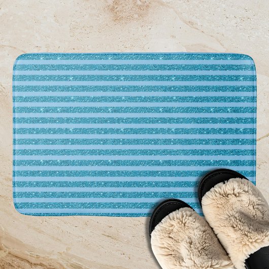 Schicker Ozeanblauer Glitter-Stil horizontale Stre Badematte