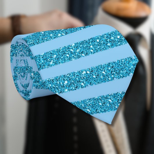 Schicker Ozeanblauer Glitter-Stil horizontale Stre Krawatte