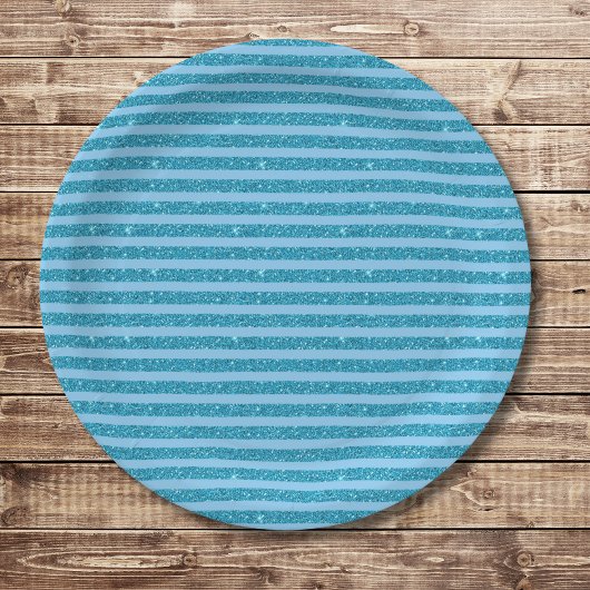 Schicker Ozeanblauer Glitter-Stil mit horizontalen Pappteller