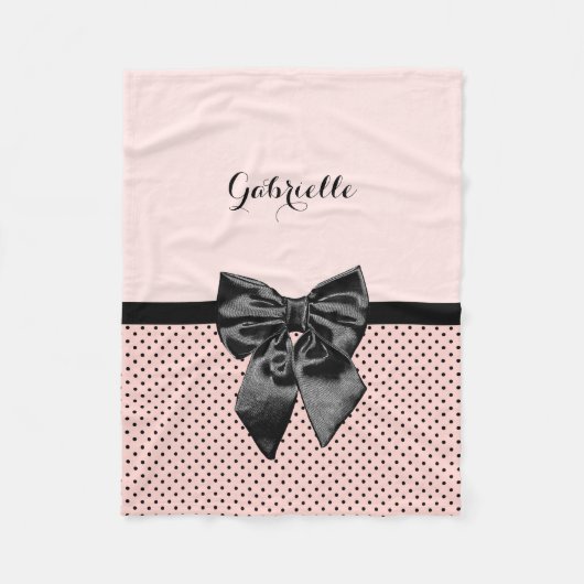 Schicker Pariser rosa Tupfen-Schwarz-Bogen und Fleecedecke (Vorderseite)