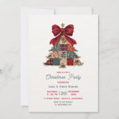 schicker Patchwork-Tannenbaum-Bogen Weihnachtsfeie Einladung (Vorderseite)