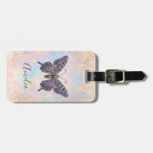 Schicker personalisierter pastellfarbener Glitter- Gepäckanhänger (Vorderseite horizontal)