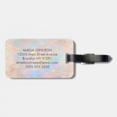 Schicker personalisierter pastellfarbener Glitter- Gepäckanhänger (Rückseite horizontal)
