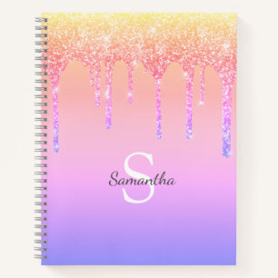 Schicker Regenbogen-Glitter-Tropfen-Sparkle-Monogr Notizblock