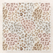 Schicker Rosa Elfenbein Leopard Glasuntersetzer (Vorderseite)