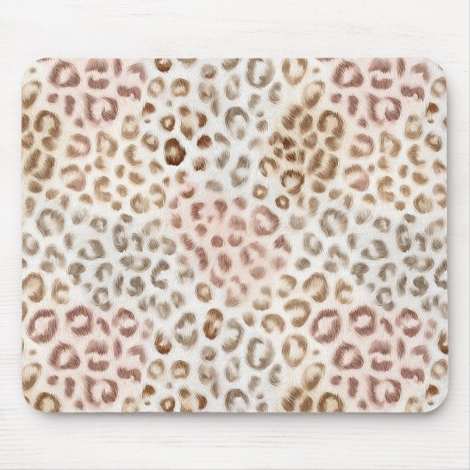 Schicker Rosa Elfenbein Leopard   Mousepad (Vorne)