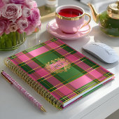Schicker rosa grüner Karo Monogramm persönlicher P Planer