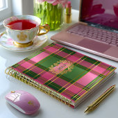 Schicker rosa grüner Karo Monogramm persönlicher P Planer