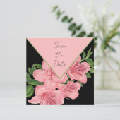 Schicker rosa Hibiskus - Save The Date (Stehend Vorderseite)