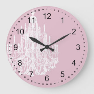 Schicker rosa Kronleuchter Große Wanduhr