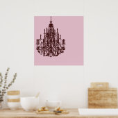 Schicker rosa Kronleuchter Poster (Küche)