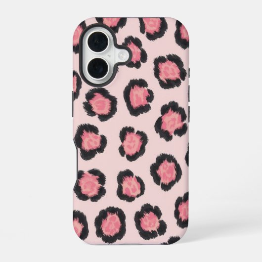 Schicker rosa Leopardenprint iPhone 16 Hülle (Rückseite)
