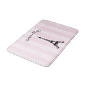 Schicker rosa Streifen-Paris-Eiffelturm auf Badematte (Schrägansicht)