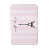 Schicker rosa Streifen-Paris-Eiffelturm auf Badematte (Vorderseite Vertikal)