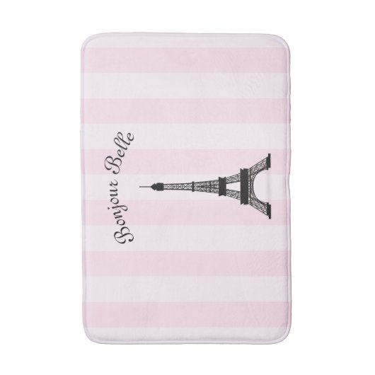Schicker rosa Streifen-Paris-Eiffelturm auf Badematte (Vorderseite Vertikal)