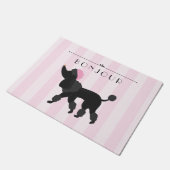 Schicker rosa Streifen Paris mit französischem Fußmatte (Schrägansicht)