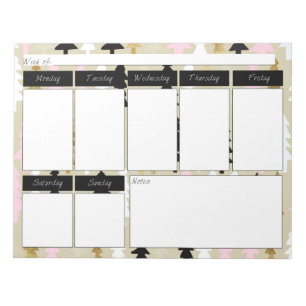 Schicker Rosa-u. Goldbaum-Muster-wöchentlicher Notizblock